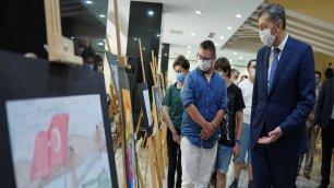 MINISTER SELÇUK INAUGURATES JULY 15 DEMOCRACY AND NATIONAL SOLIDARITY DAY PAINTING CONTEST EXHIBITION